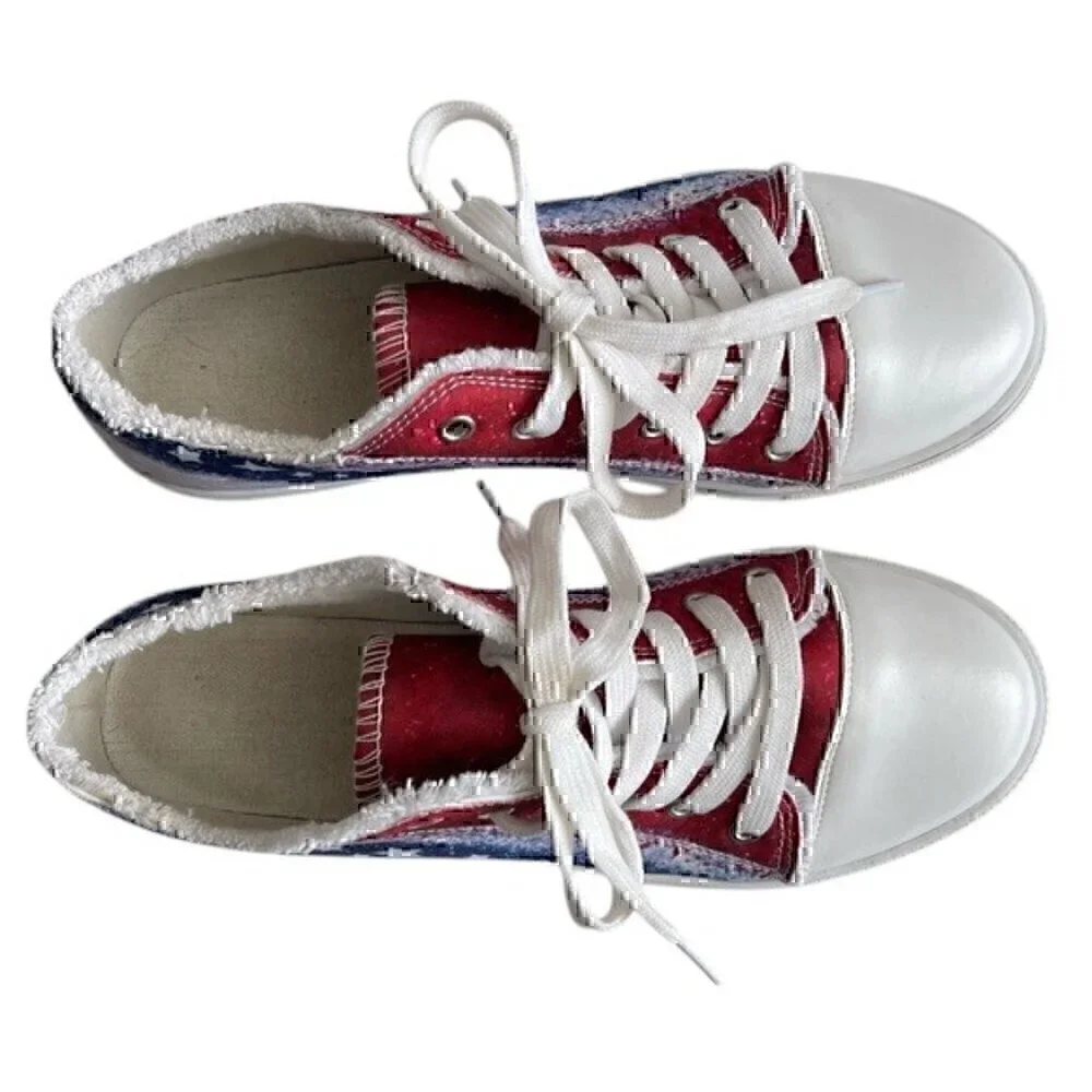 Patriotic American Flag Women’s Sneakers | Size 41 EU / 9.5 US | Red White Blue - Picture 6 of 9